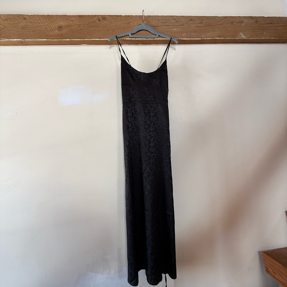 SHEIN Black Lace Maxi Slip Dress with Spaghetti Straps